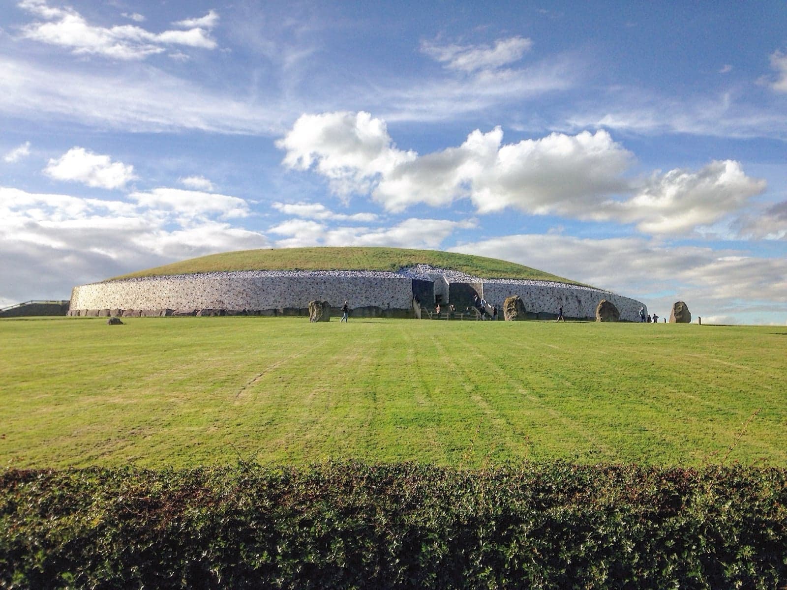 The white quartz front of Newgrange passage tomb in County Meath