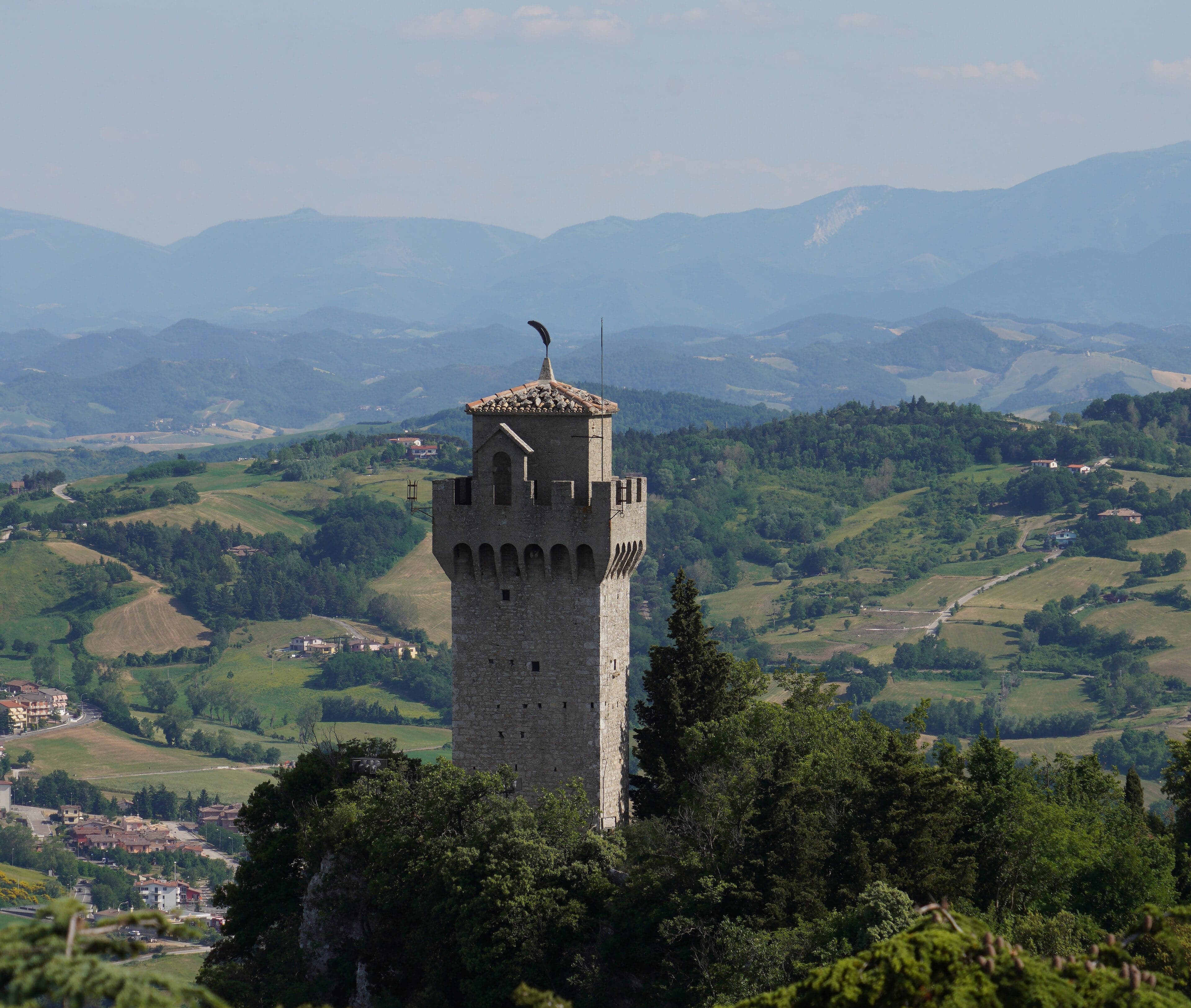 Montale, the smallest of San Marino's three towers, seen from the ridge path