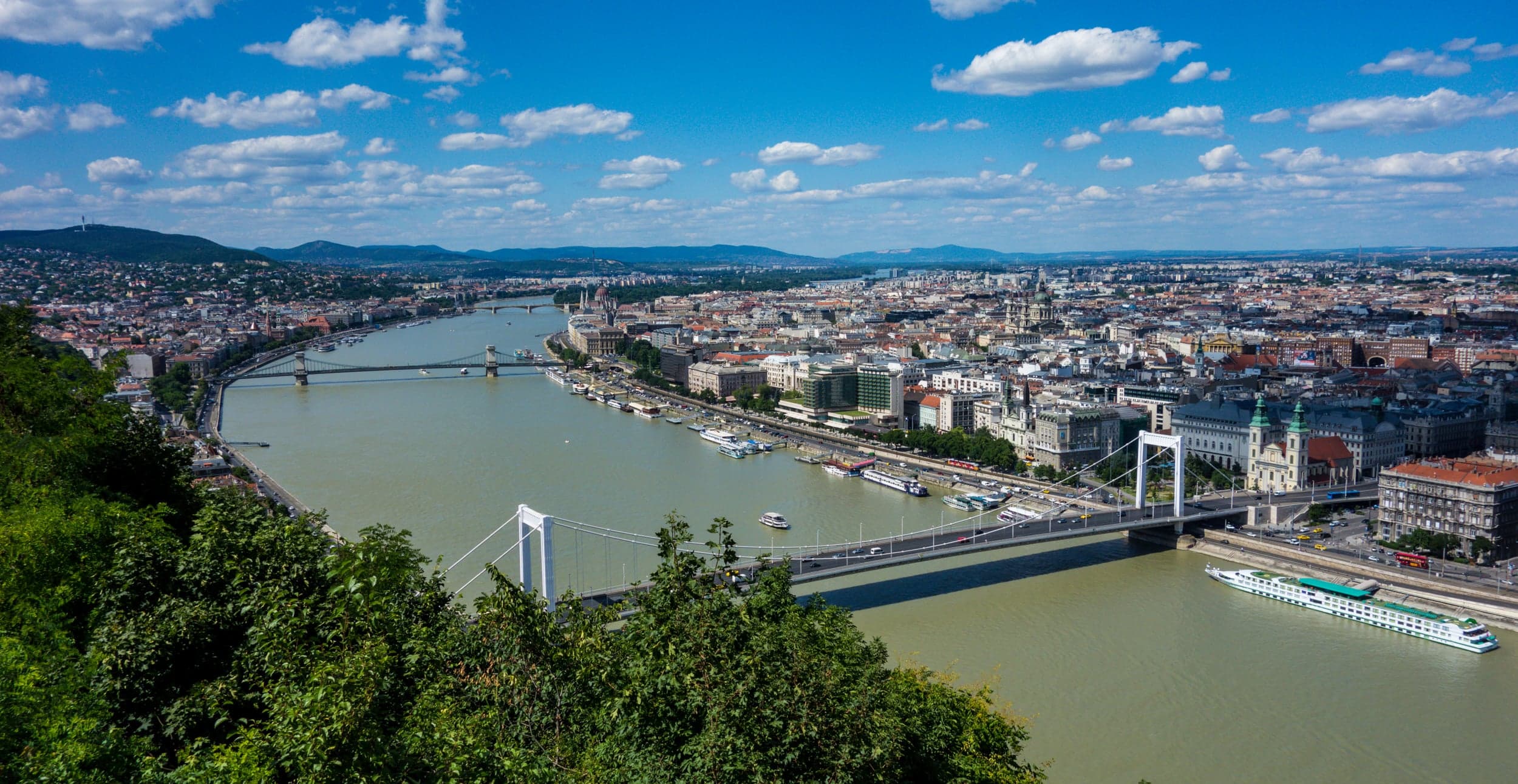 The Danube river curving through green hills in Serbia